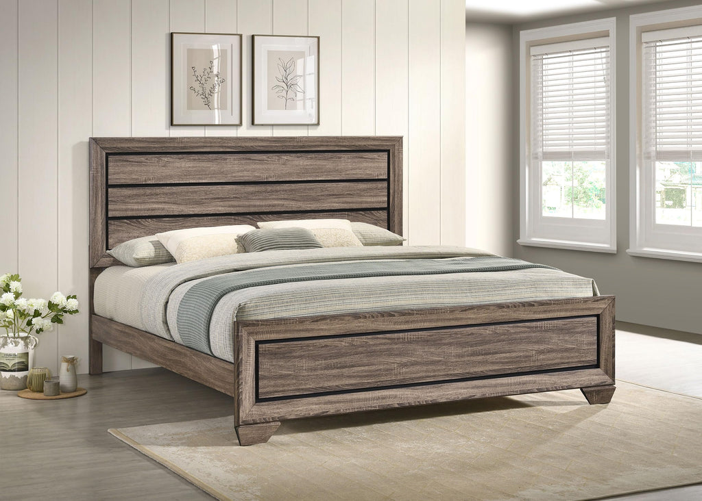 Coaster Home Furnishings Kauffman Transitional Wood Eastern King Size Panel Bed Frame 54-inch Headboard Washed Taupe 204191KE