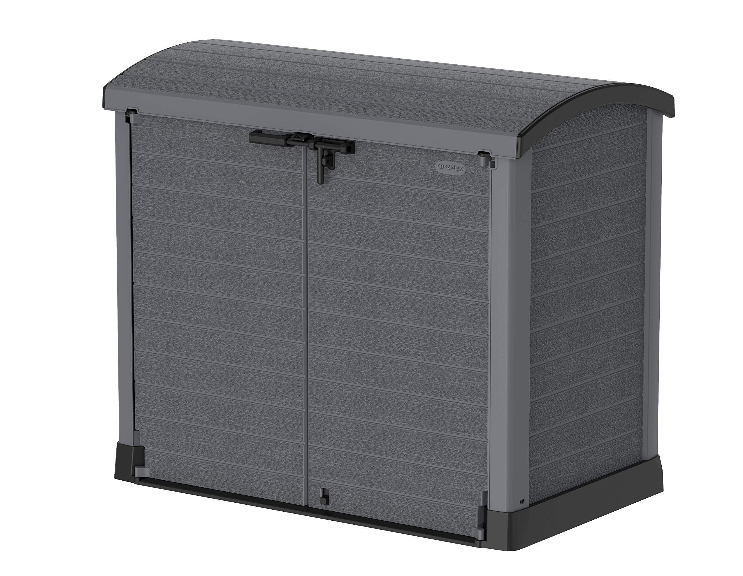 Duramax Cedargrain Storeaway 1200L Plastic Garden Storage Shed/Arc Lid - Outdoor Storage Bike Shed - Durable & Strong Constructi