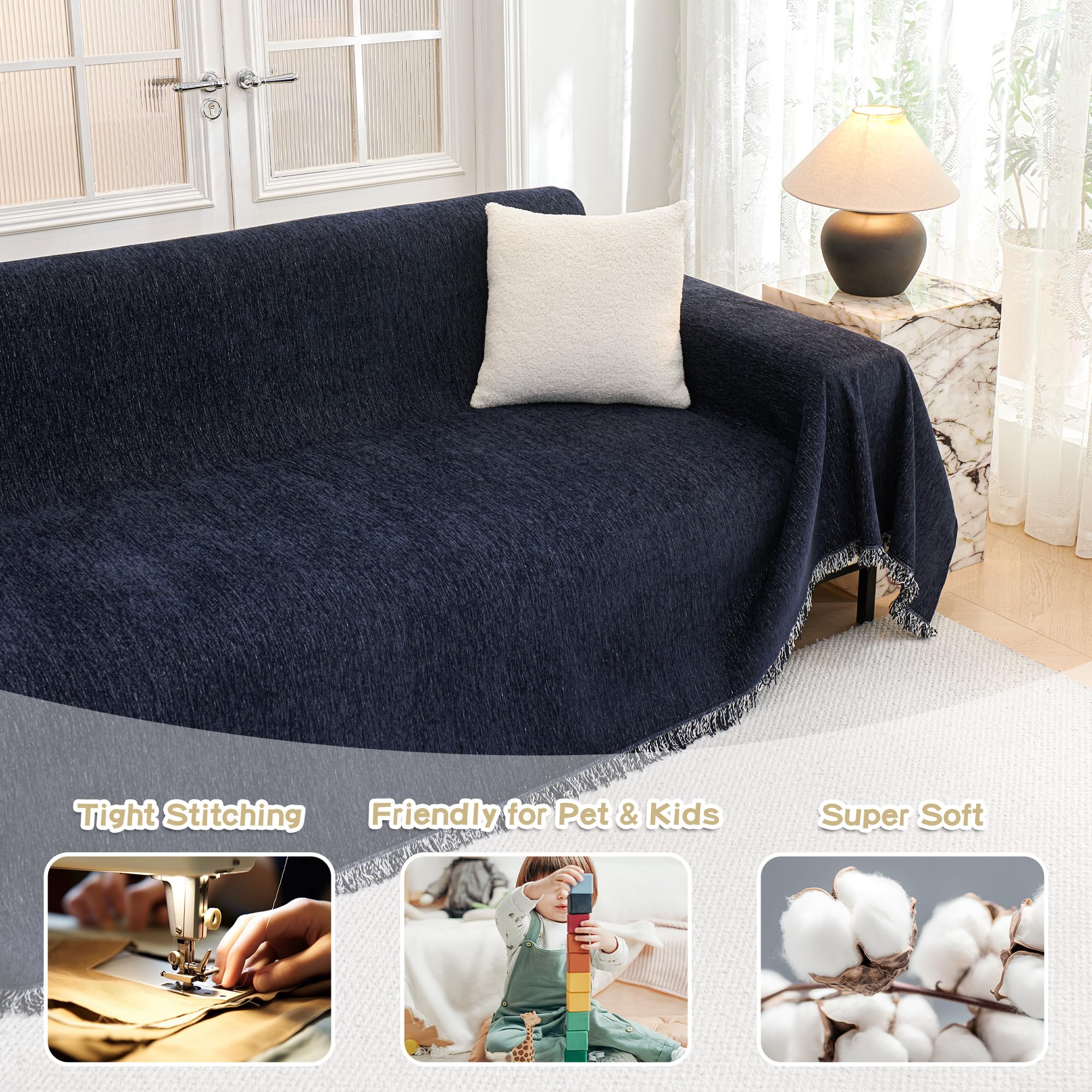 Mysky Home Couch Cover For Dogs Washable Couch Covers For 3 Cushion Couch Sofa Super Soft Sofa Slipcover Non Slip Sofa Cover, Ch