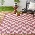 Nicole Miller New York Patio Country Calla Contemporary Herringbone Indoor/Outdoor Area Rug, Pink/Ivory , 6'6'X9'2'