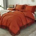 Andency Comforter King Size Set Burnt Orange, 3 Pieces Boho Terracotta Tassel Lightweight Fluffy Bedding Comforters & Sets, Soft
