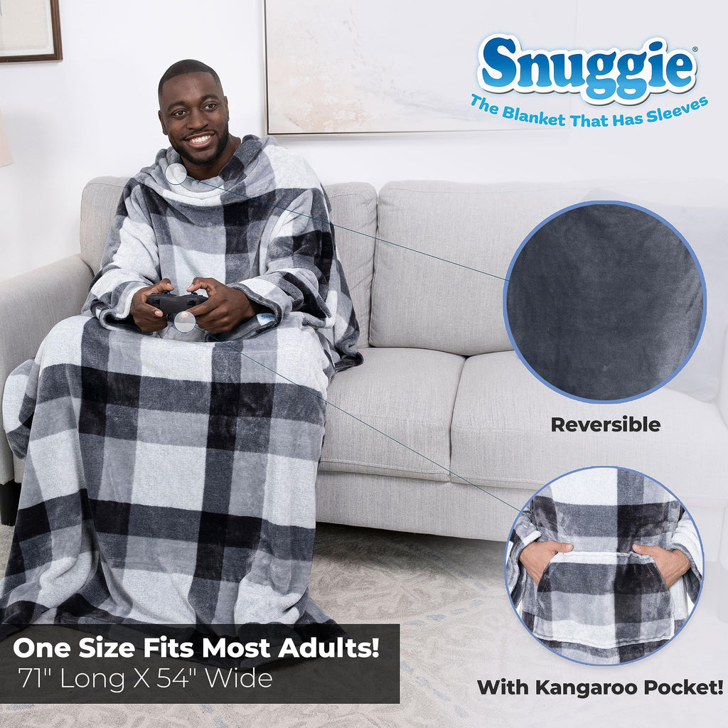 Snuggie Reversible - The Original As Seen On Tv Wearable Blanket That Has Sleeves - Cozy, Warm And Soft Velveteen - Oversized Fu