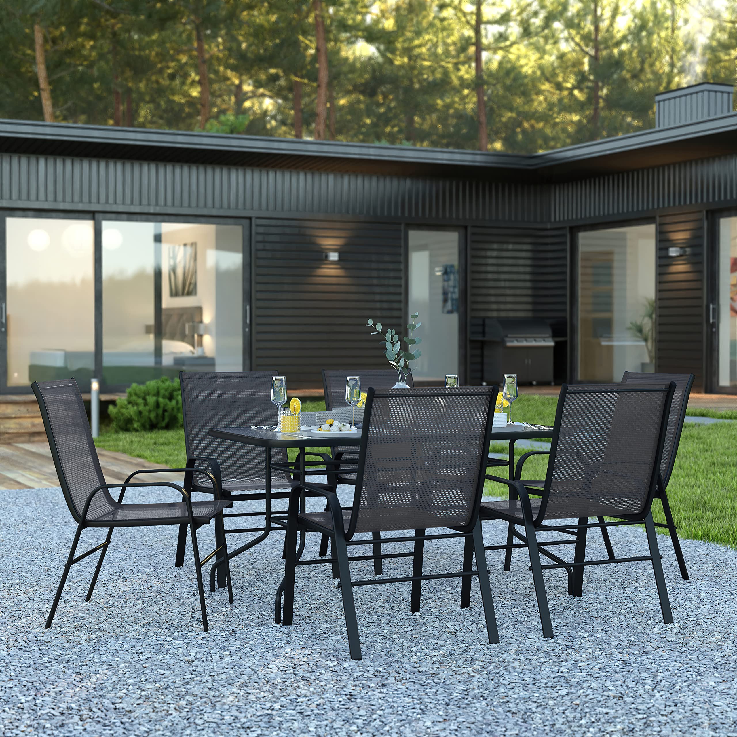 Flash Furniture Brazos Series Patio Table and Chairs Set - Thumbnail 4
