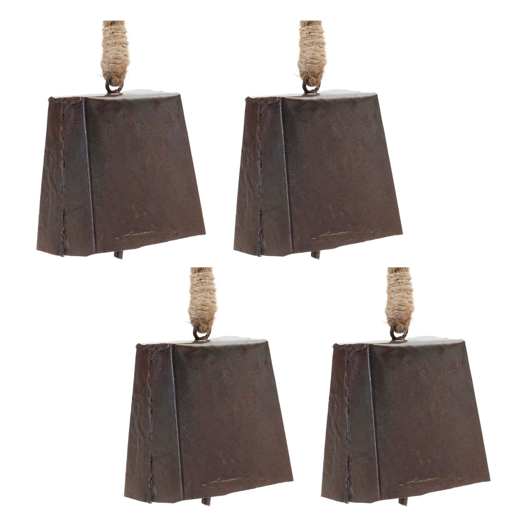 Melrose Iron And Jute Christmas Bell Ornament, 8.5-Inch Height, Holiday Season Decoration