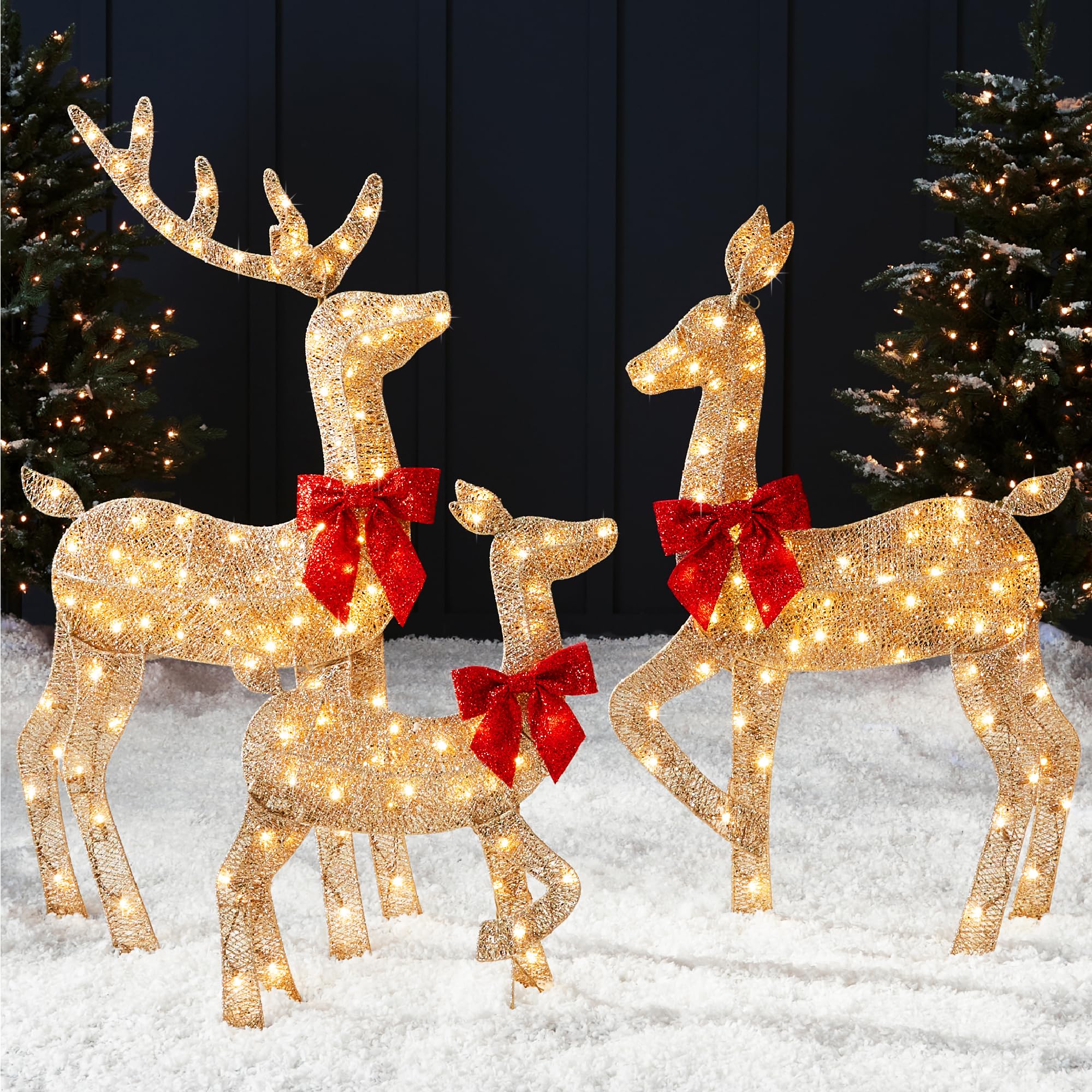 Best Choice Products 4ft 3-Piece 2D Lighted Christmas Deer Family Set, Large Outdoor Yard Reindeer Holiday Decoration with 175 L
