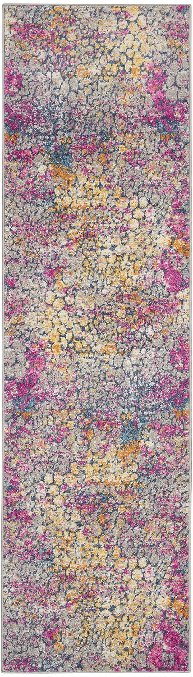 HomeRoots Yellow Multi 100% Polypropylene 2’ x 10’ Yellow and Pink Coral Reef Runner Rug