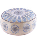 Large Round Floor Pillow Cover Blue Indian D  Corative Accent Meditation Cushion Perfect For Living Room, Bedroom, Nursary Or Ch