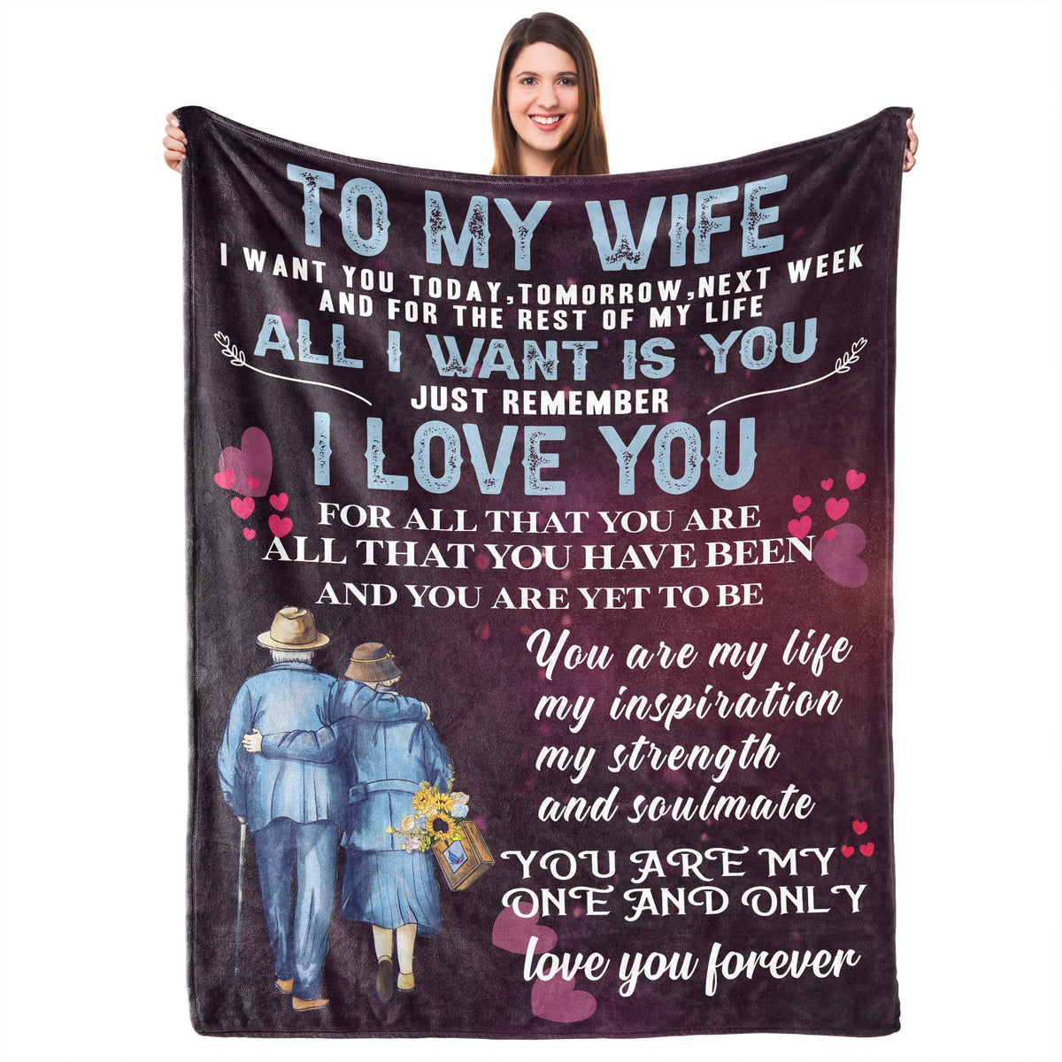 Ufooro To My Wife Throw Blanket Gifts, Wife Birthday Gift Ideas, Wedding Anniversary Romantic Gifts For Her, Wife Throw Blanket