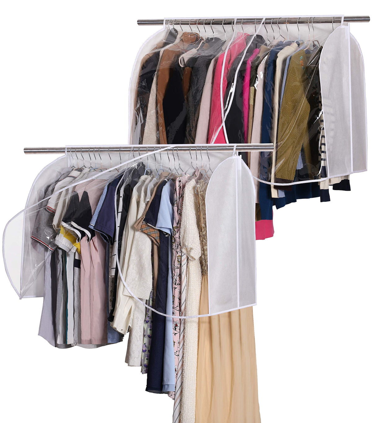 SLEEPING LAMB Extra Large Hanging Garment Rack Cover Storage with Clear PVC Window Dust Shoulder Cover Clothes Dress Suits Coat 