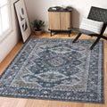 Rugland 5x7 Area Rugs - Stain Resistant Washable Rug, Anti Slip Rugs for Living Room, Vintage Tribal Area Rugs(TPR07-Navy, 5x7