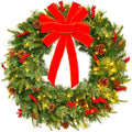 Best Choice Products 30in Pre-Lit Battery Powered Christmas Wreath Artificial Pre-Decorated Holiday Accent w/ 100 Lights, 276 PV