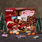 Man Crates Jerky Advent Calendar 2024 - 25 Beef Jerky Bites in Red with Ho-Ho-Holy Cow Artwork - Flavors: Orange Habanero, Rootbeer