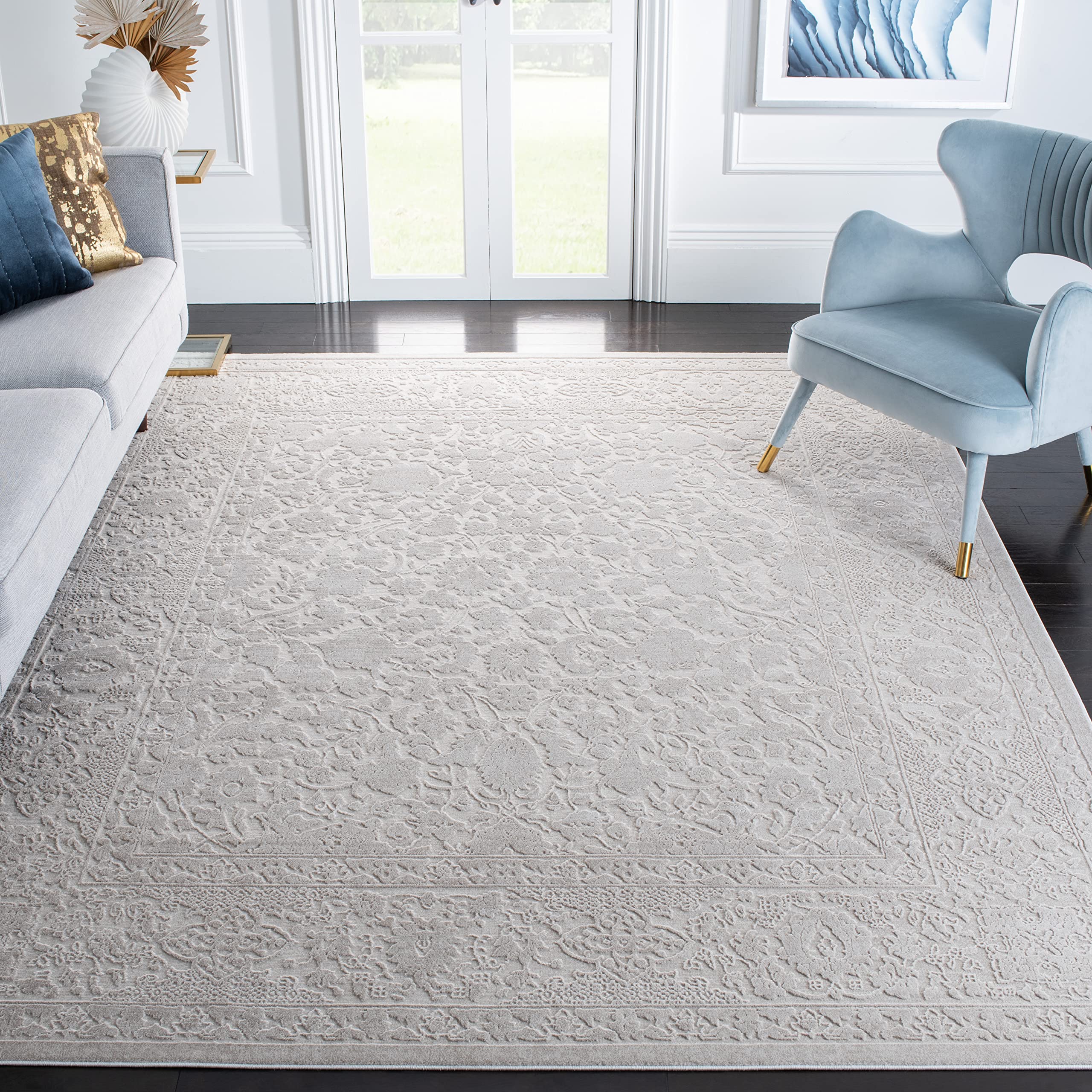 SAFAVIEH Reflection Collection Area Rug - 9 x 12, Creme & Ivory, Non-Shedding & Easy Care, Ideal for High Traffic Areas in Liv