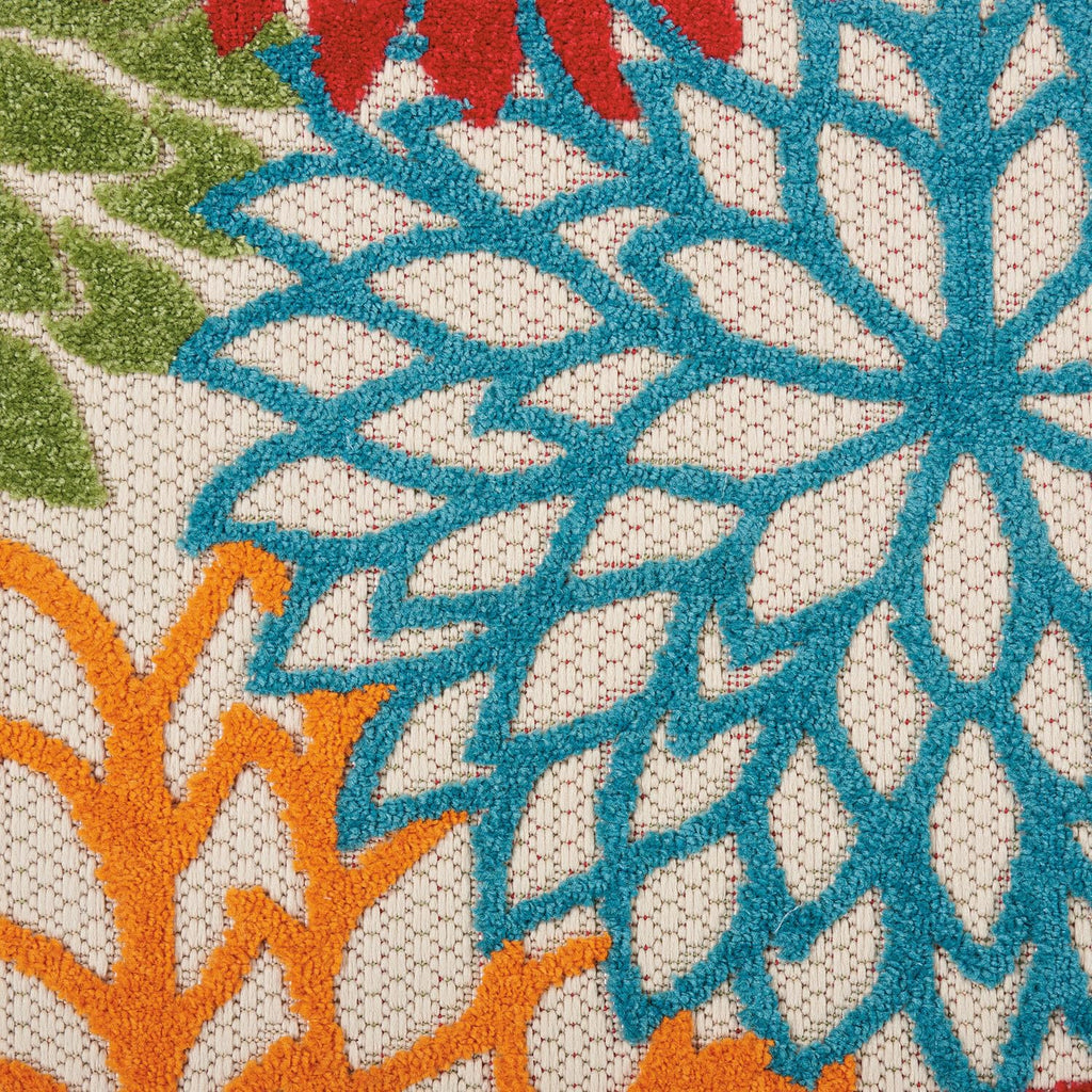 Nourison Aloha Indoor/Outdoor Green 2'3' X 12' Area-Rug, Tropical, Botanical, Easy-Cleaning, Non Shedding, Bed Room, Living Room, Dining Room, Deck, Backyard, Patio (2X12)