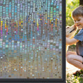 Windimiley Window Privacy Film 3D Rainbow Stained Glass Static Clings Bathroom Decorative Sticker Prism Holographic Window Decal