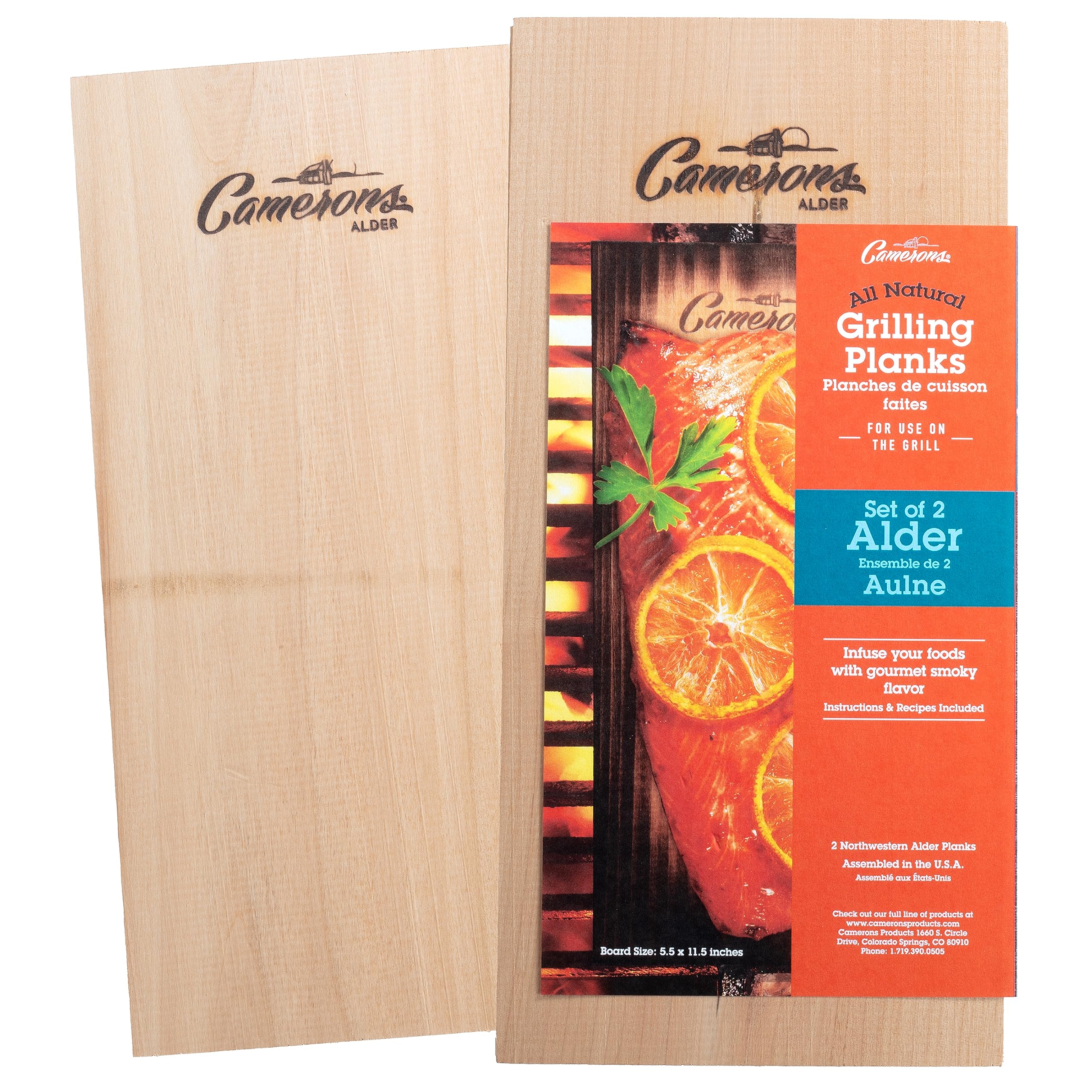 Camerons Alder Grilling Planks - 2 Pack (5.5 X 11.5') - Premium Alder Wood For Bbq Grilling Salmon, Fish, Meet, Veggies, And Mo