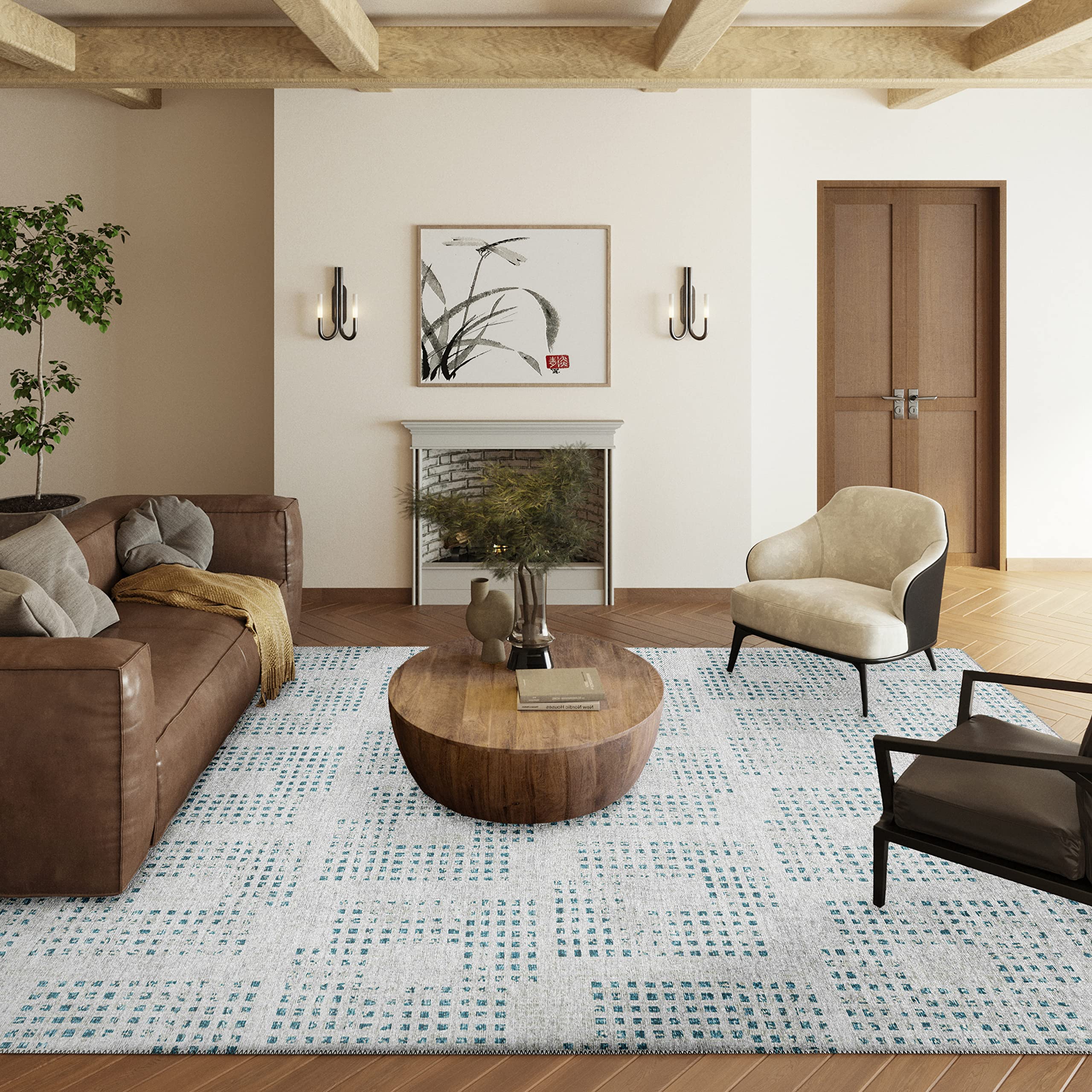 Addison Rugs Eleanor Aer31 Silver 5' X 7'6" Indoor Outdoor Area Rug, Easy Clean, Machine Washable, Non Shedding, Bedroom, Living Room, Dining Room, Kitchen, Patio Rug