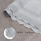 Laura Ashley Crochet Cotton 17X24/21X34 In. 2-Piece Bath Rug Set, Light Grey