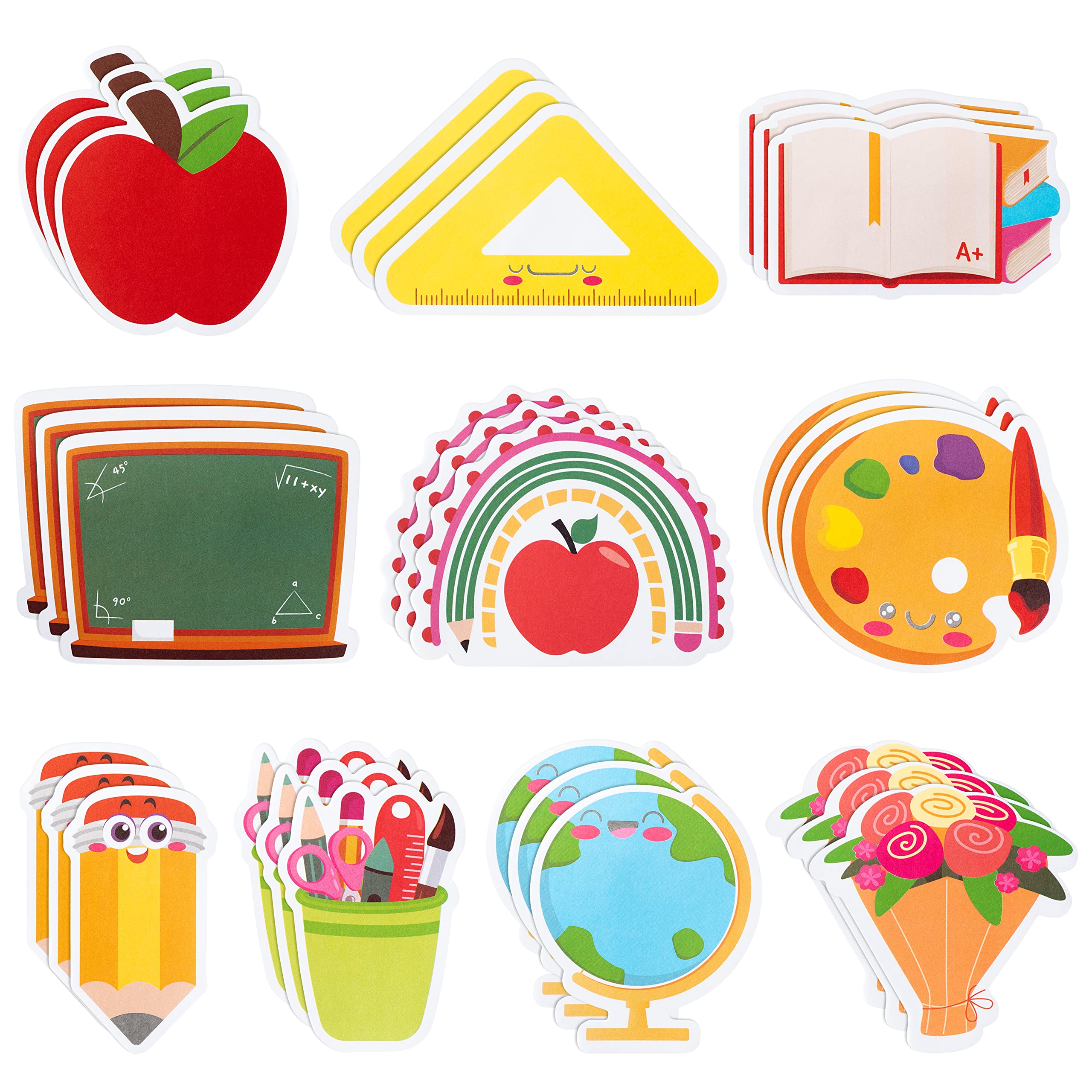 Xqumoi 30 Pack Teacher Notepads Set Total 600 Sheets, Book Pencil Ruler Blackboard Shaped Self Sticky Memo Pads For Teacher Appr