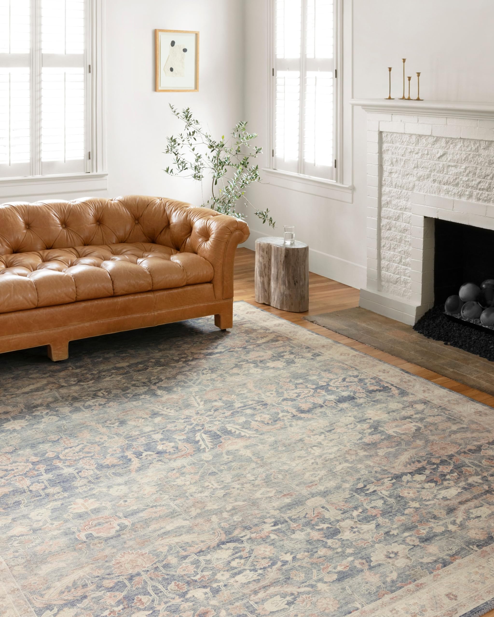Loloi Ii Hathaway Collection Hth-02 Denim / Multi 2'-3'' X 3'-9'', .25'' Thick, Accent Rug, Soft, Durable, Printed, Modern, Low