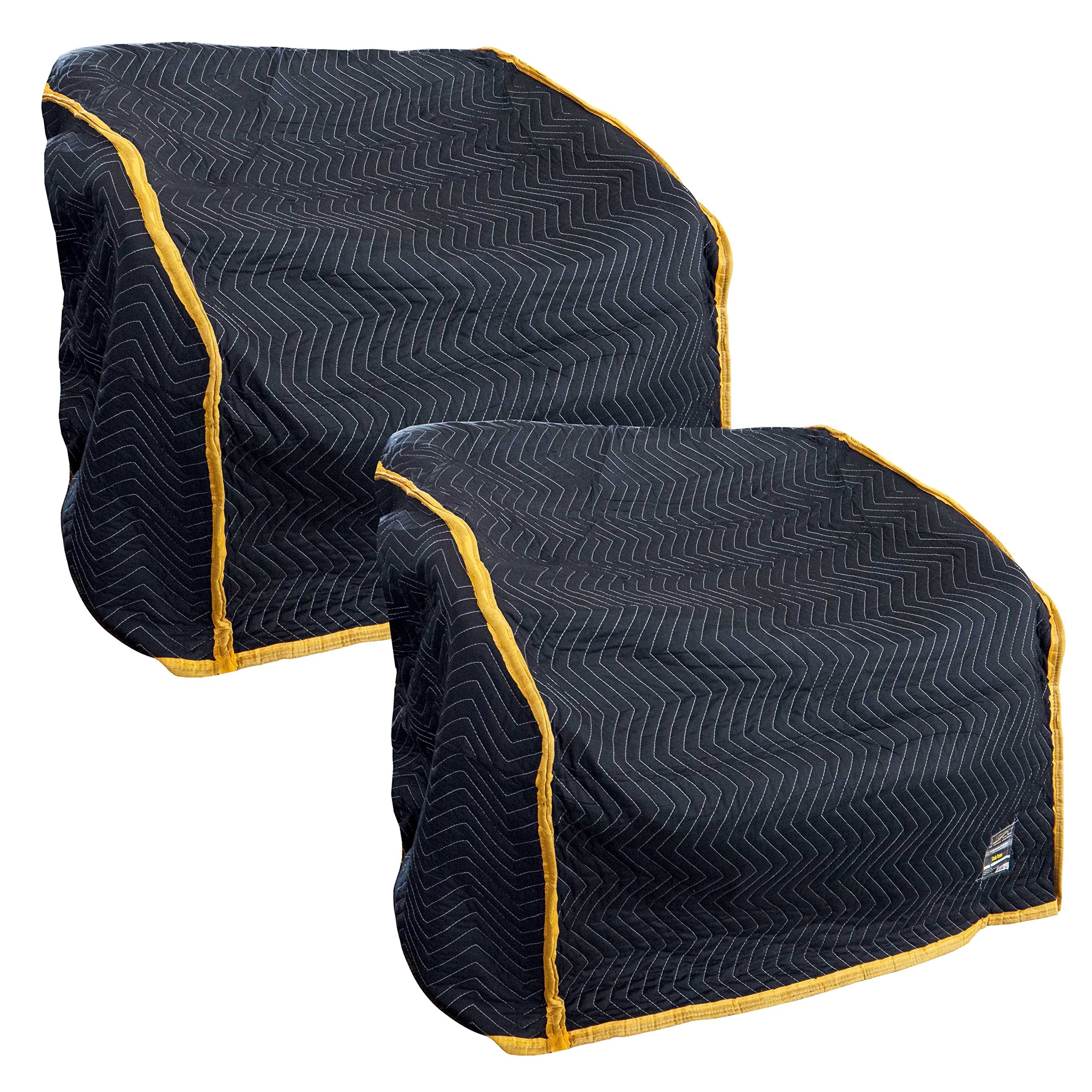 Us Cargo Control Quilted Covers For Chair/Recliner - Black/Yellow Furniture Pads For Moving/Storage - 39 Inches X 46 Inches - Co