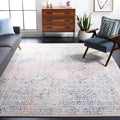 SAFAVIEH Tulum Collection 5 Square Ivory / Dark Blue TUL264D Moroccan Boho Distressed Non-Shedding Living Room Bedroom Area Rug