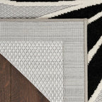 Nourison Aloha Indoor/Outdoor Black White 7'10' X 10'6' Area Rug, Easy Cleaning, Non Shedding, Bed Room, Living Room, Dining Room, Kitchen (8X11)