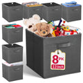 Reli. 13x13x13 Storage Cube Bins (8 Pack) Dark Gray, Fabric Organizer Cubes
