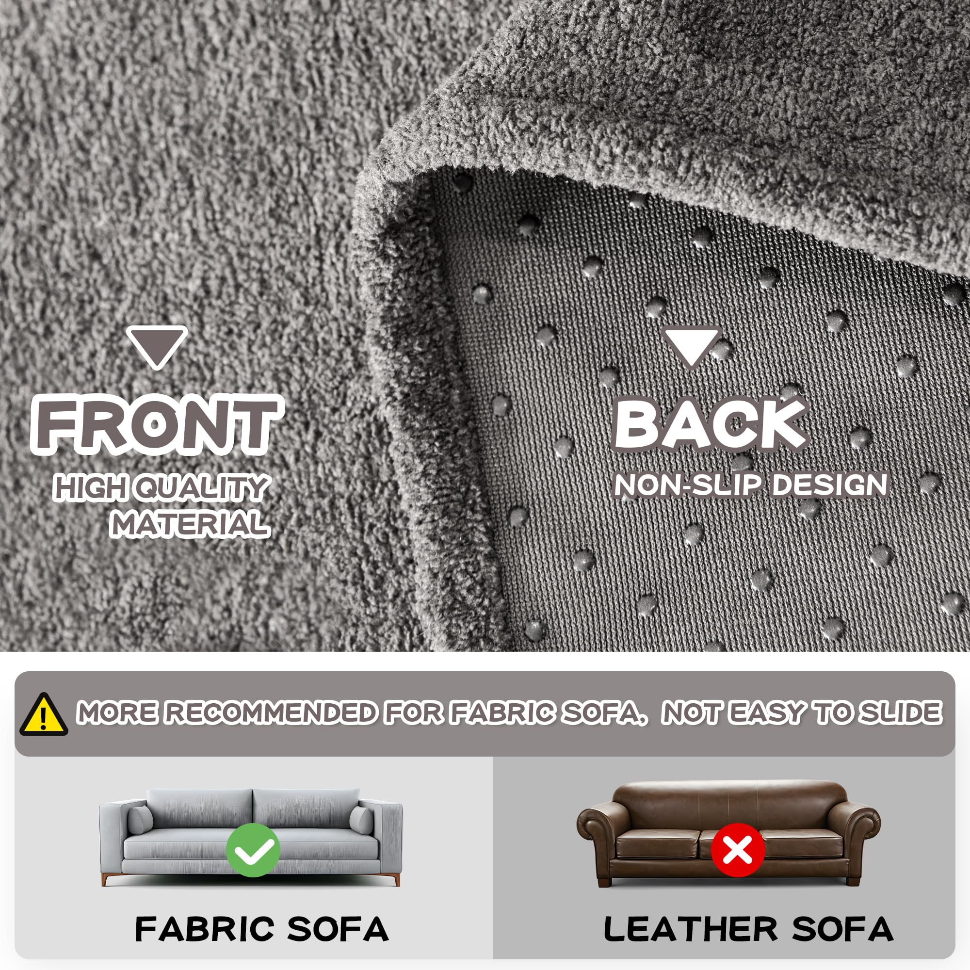 Mysky Home Couch Cover Sofa Covers For 3 Cushion Couch, Dog Couch Cover Protector For Sectional Sofa Covers, Non Slip Couch Protector Sofa Covers Washable Sofa Towel For Pet Cat Dog, 91' X 134', Grey