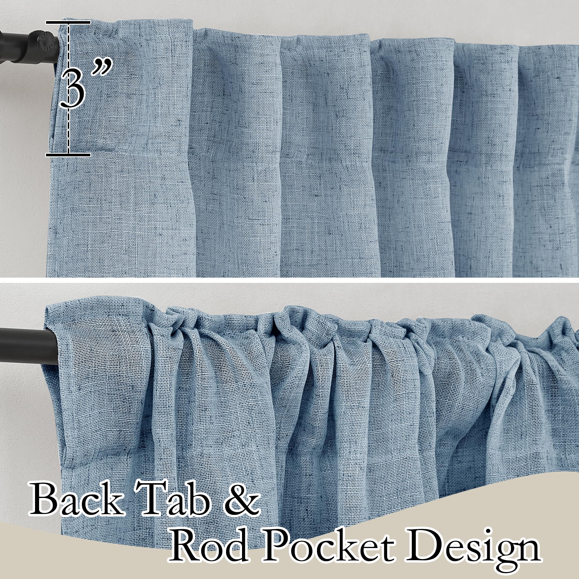 Ryb Home Sheer Curtains 84 Inche Long, Dusty Blue Rod Pocket & Back Tab Light Filtering Privacy Stain Resistant Window Treatment For Hotel Bed Canopy Curtains, Length 84 By Width 52 Inch, 1 Pair