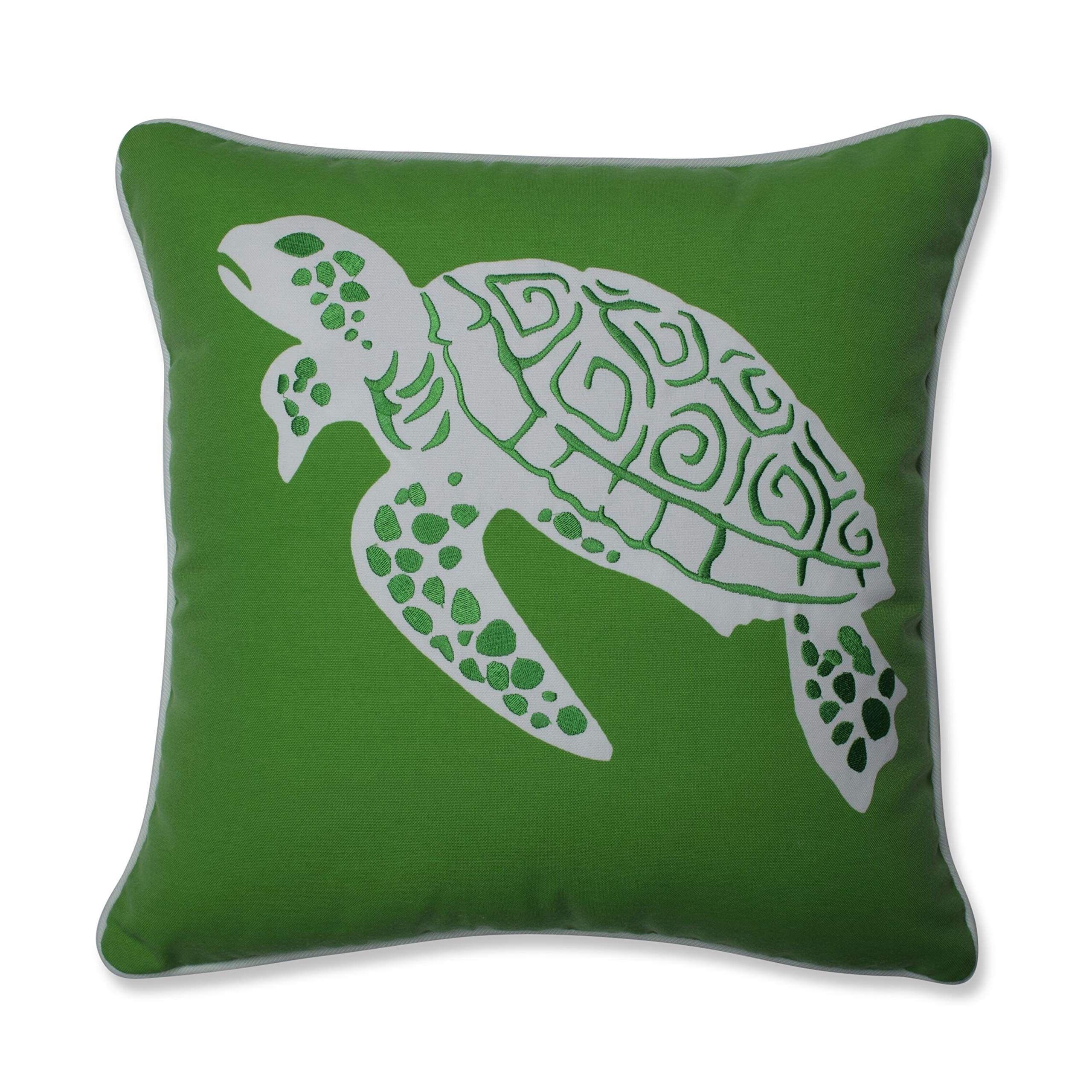 Pillow Perfect Outdoor/Indoor Thomas Turtle Throw Pillow, 16.5' X 16.5', Green