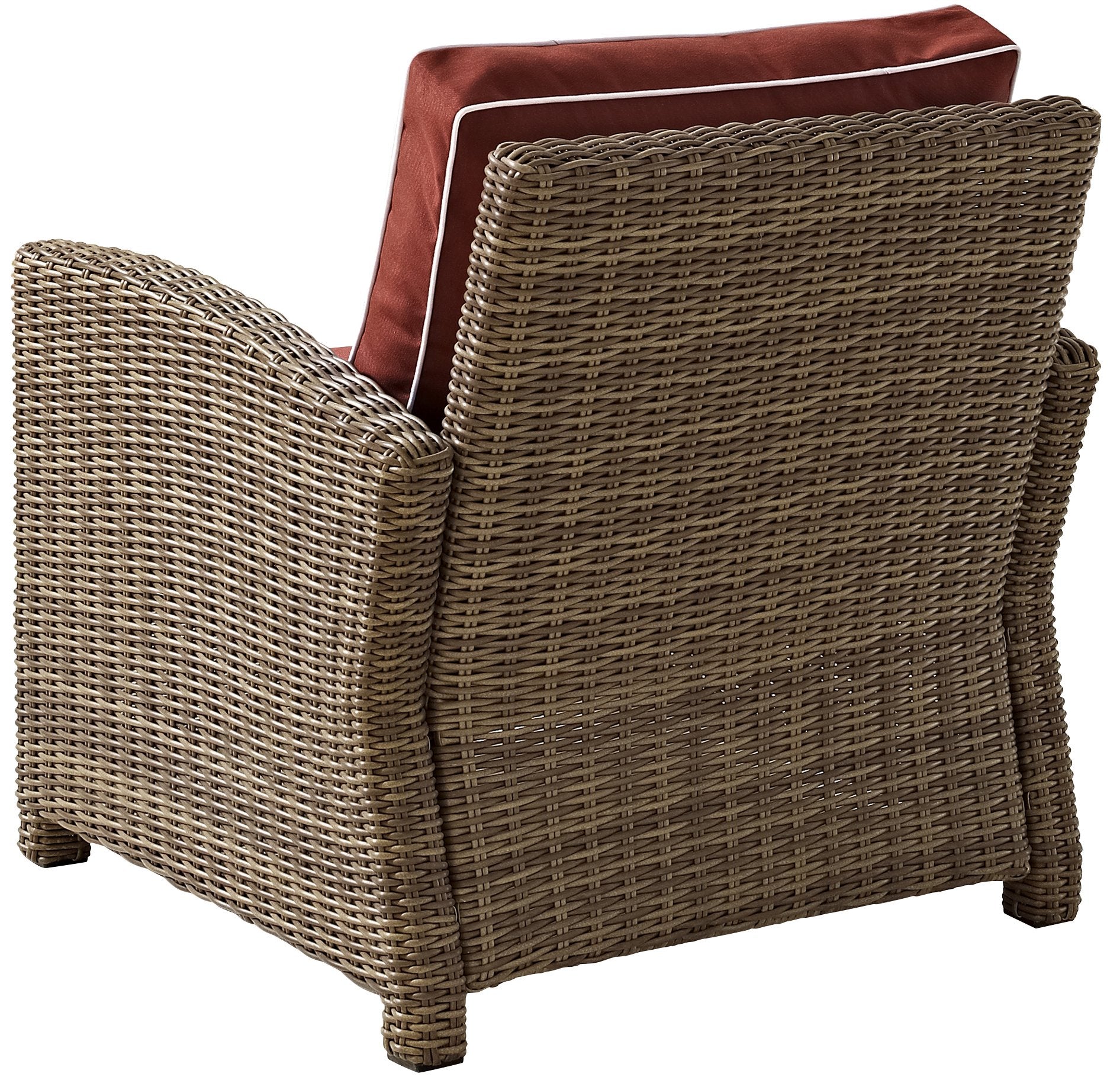 Crosley Furniture Bradenton Outdoor Chair, Wicker Patio Chairs For Porch, Deck, Balcony, Backyard, Brown With Sangria Cushions