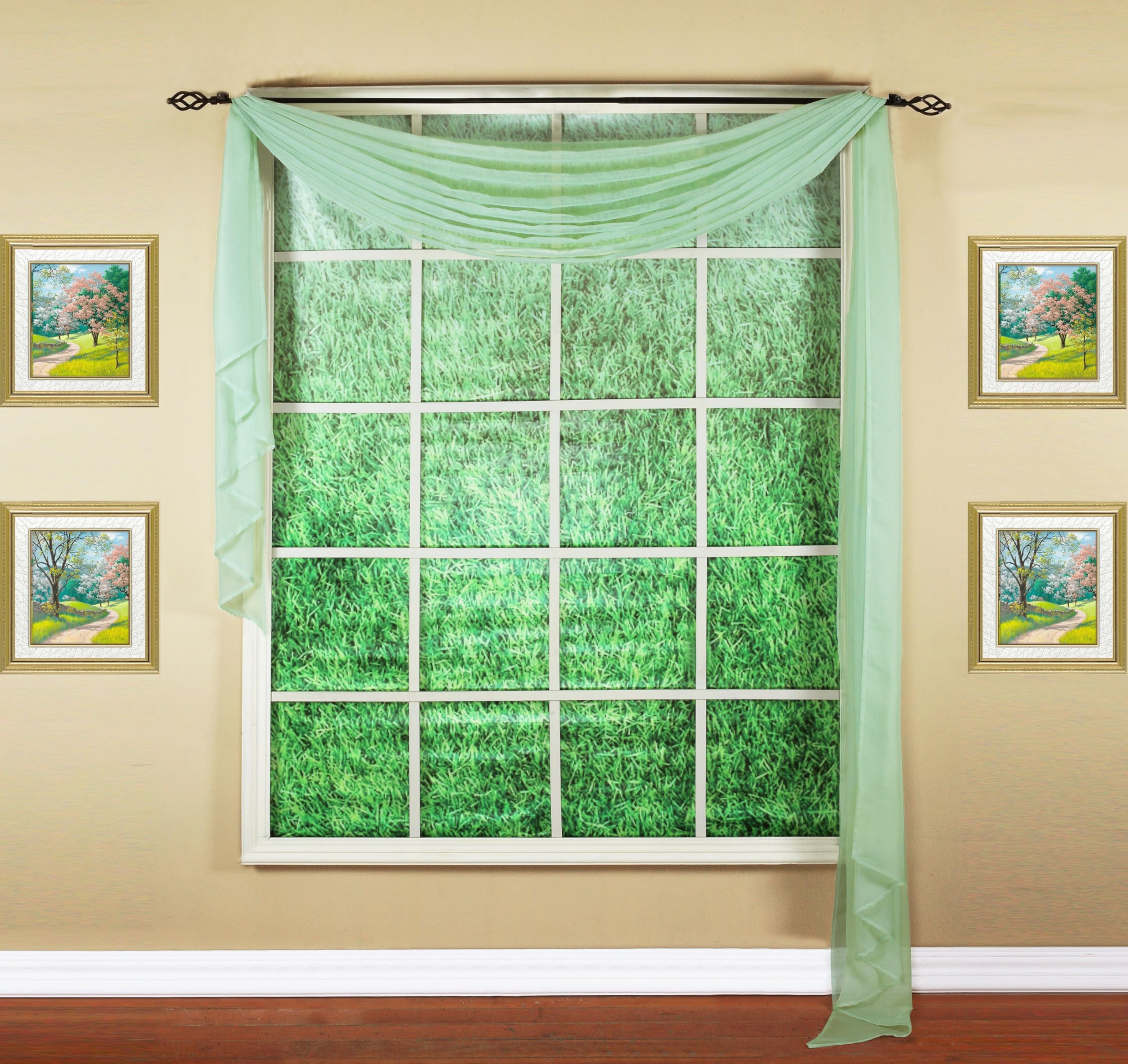 Today'S Curtain Emelia Original Voile Scarf 216', Sage, 45' W X 216' L
