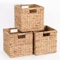 11x11x11in Water Hyacinth Storage Baskets, 11 Inch Cube Storage Bins, Woven Baskets for Storage, Wicker Storage Basket for Shelv