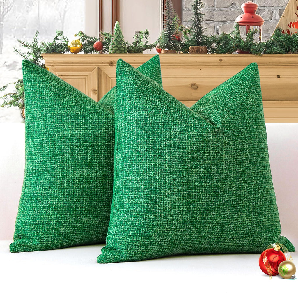 Otostar Linen Throw Pillow Covers Set Of 2 Decorative Square Pillowcases Cushion Covers 28X28 Inch For Home Decor Sofa Bedroom Car 70 X 70 Cm Green