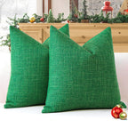 Otostar Linen Throw Pillow Covers Set Of 2 Decorative Square Pillowcases Cushion Covers 28X28 Inch For Home Decor Sofa Bedroom Car 70 X 70 Cm Green
