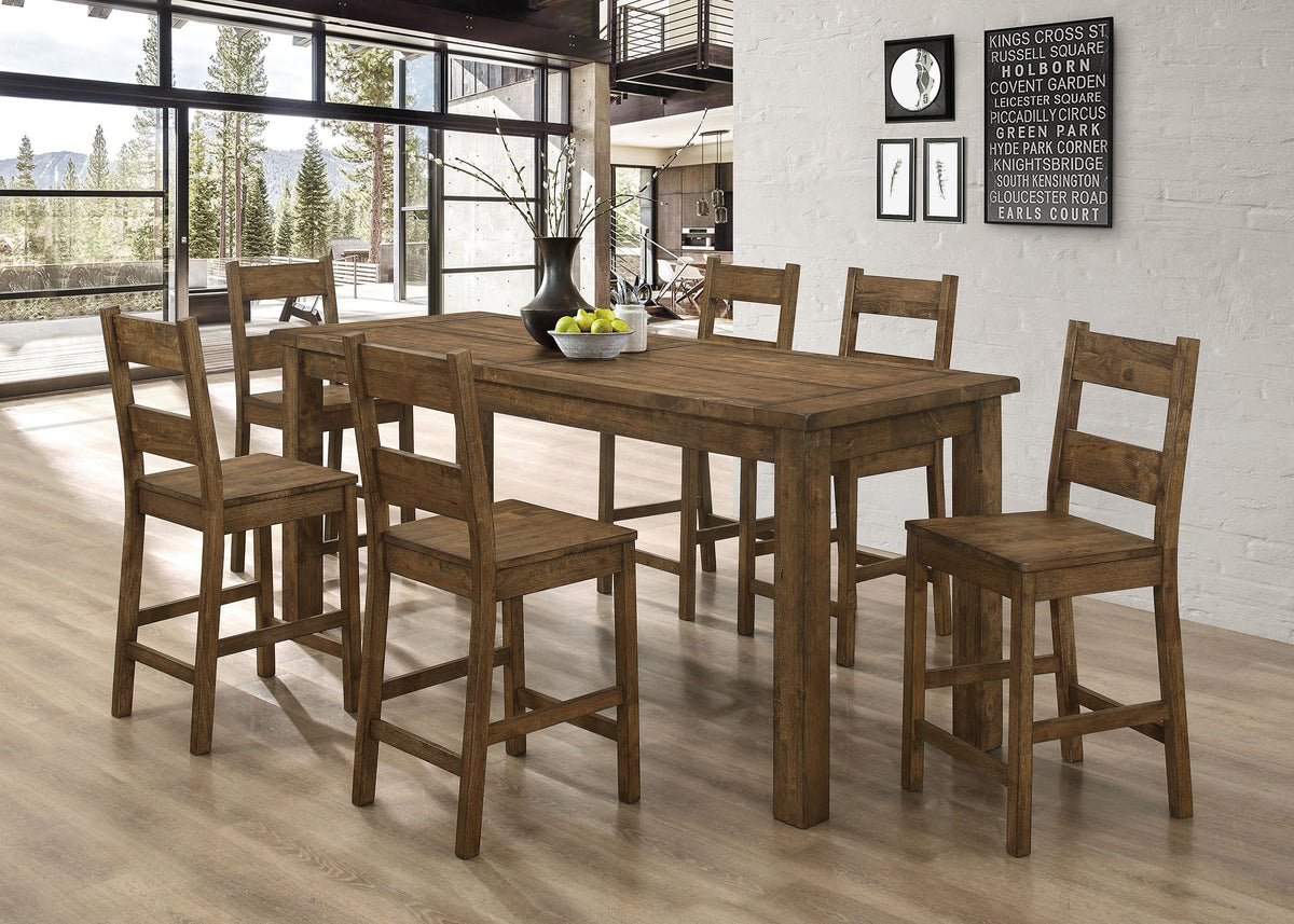 Coaster Coleman 7-Piece Counter Height Dining Set, Rustic Golden Brown