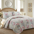 Cozy Line Home Fashions Taupe Khaki Floral Blooming 100% Cotton Reversible Quilt Bedding Set, Coverlet, Bedspread (Taupe Bloomin