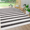 Jonathan Y Smb112B-4 Aveiro Wide Stripe Indoor Outdoor Area Rug, Bohemian, Coastal, Mediterranean Easy Cleaning,Bedroom,Kitchen,Backyard,Patio,Non Shedding, Black/Cream, 4 X 6