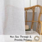 White With Linen Back Tab Curtains 72 Inches Long 2 Panels Set For Guest Room - Elegant Modern Country Pocket Semi Sheer Privacy Drapes Hooks Belt Pleated Light Filtering Playroom Curtains W52 X L72