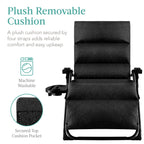 Best Choice Products Oversized Zero Gravity Chair, Folding Outdoor Patio Recliner, Xl Anti Gravity Lounger W/Removable Cushion, Cup Holder, Side Tray, 350Lb Capacity - Onyx Black
