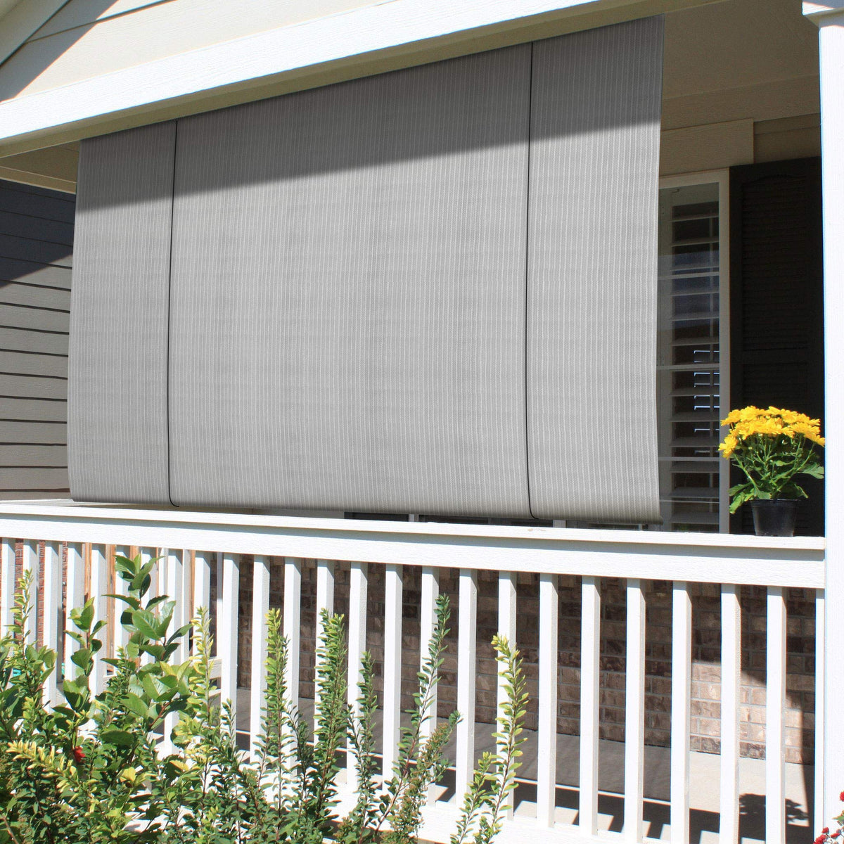 Patio Roll Up Down Shades Roller Blinds Window Shade 5'W X 5.5'L Light Grey Outdoor Pull Shade Privacy Screen Porch Deck Balcony