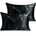Ntbay 2 Pack Satin Standard Pillowcases For Hair And Skin, Luxurious And Silky Marbling Printed Pillow Cases With Envelope Closure, 20X26 Inches, Black