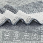 Andency Grey Striped Quilt King(106X96Inch), 3 Pieces (1 Quilt And 2 Pillowcases) Patchwork Bedspread Coverlet Set, Soft Microfiber Quilted Bedding Set
