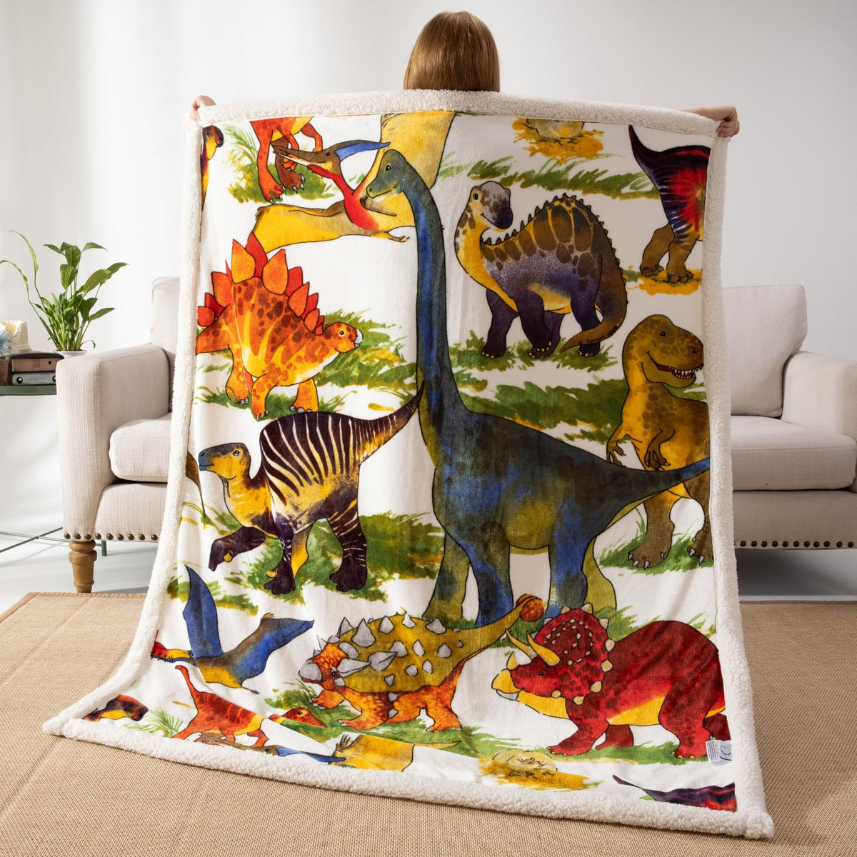 Throw Blanket For Kids Sherpa 50   60 Inches, Jurassic Park Blankets, Super Soft Fuzzy Plush Flannel Blanket Boys Girls Gifts