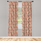 Ambesonne Retro Window Curtains Pack Of 2, Sixties And Seventies Style Geometric Round Shaped Repeated Symmetric Design, Lightwe