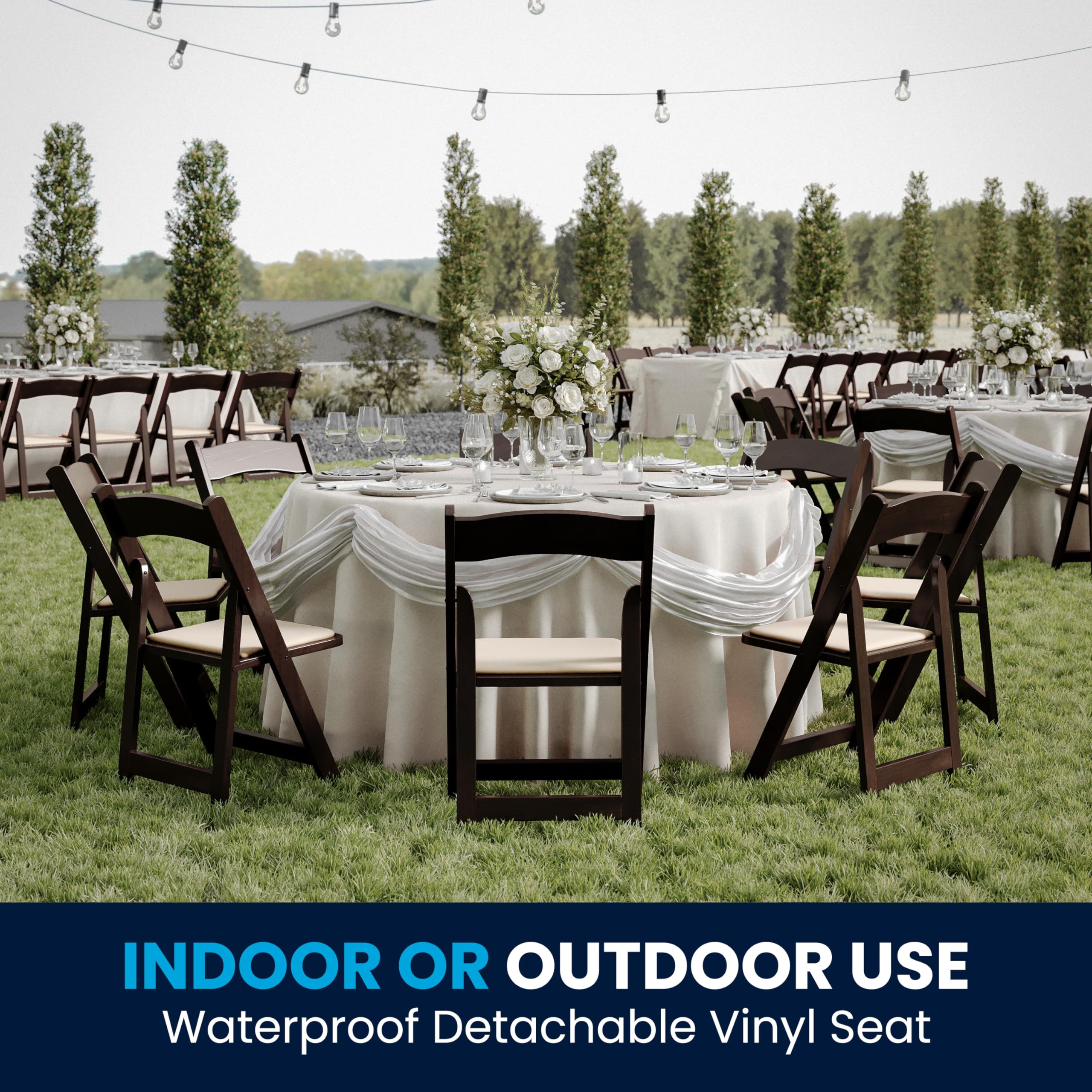 Flash Furniture 2 Pack Hercules Series Fruitwood Wood Folding Chair With Vinyl Padded Seat