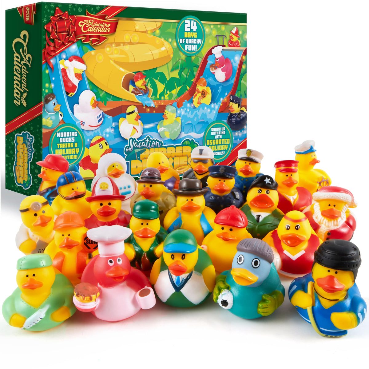 JOYIN 24 Days Christmas Advent Calendar 2024, Rubber Ducks for Boys Girls Kids and Toddlers,Christmas Party Favor Xmas Gifts, Ha