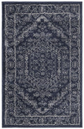SAFAVIEH Adirondack Collection Accent Rug - 26 x 4, Navy & Ivory, Oriental Medallion Design, Non-Shedding & Easy Care, Ideal f