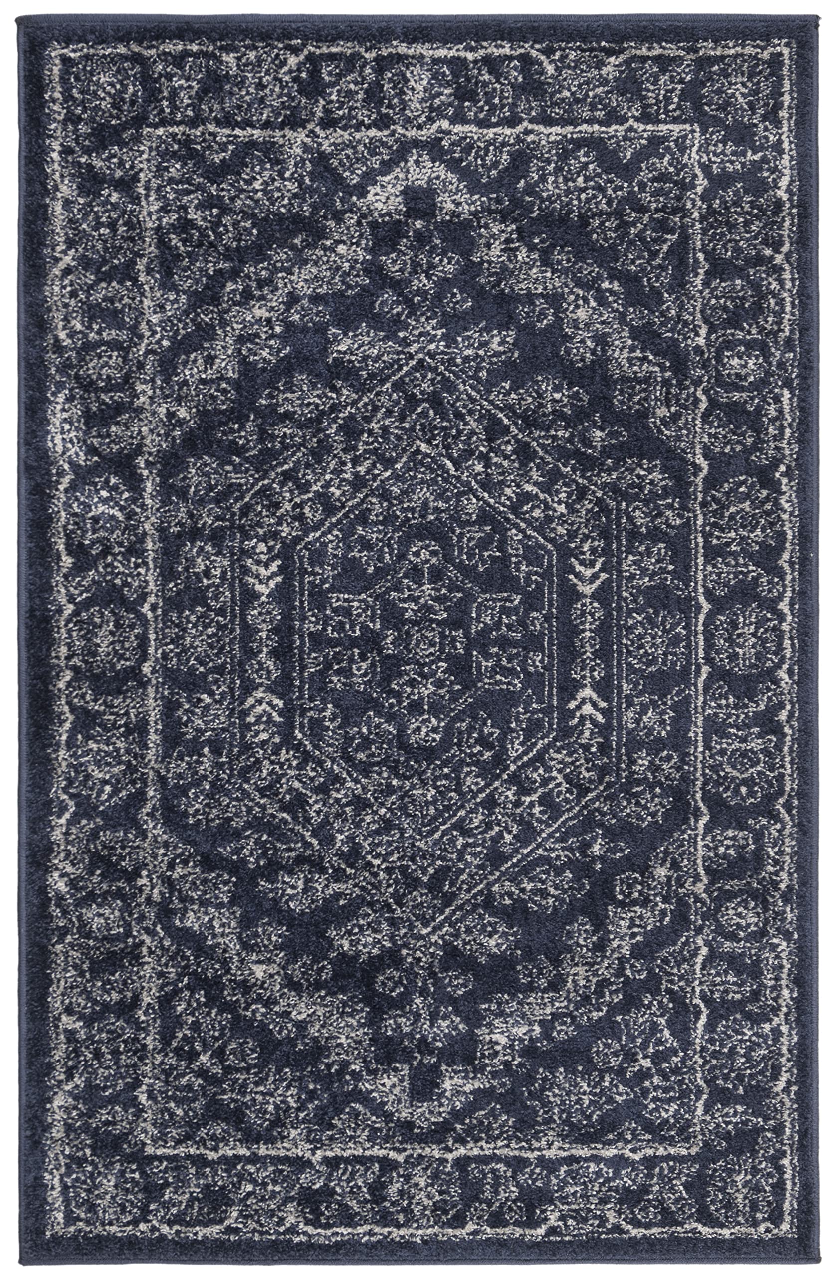 SAFAVIEH Adirondack Collection Accent Rug - 26 x 4, Navy & Ivory, Oriental Medallion Design, Non-Shedding & Easy Care, Ideal f